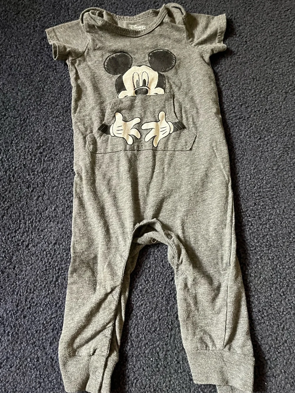 Disney Gray Mickey Mouse Pocket Romper